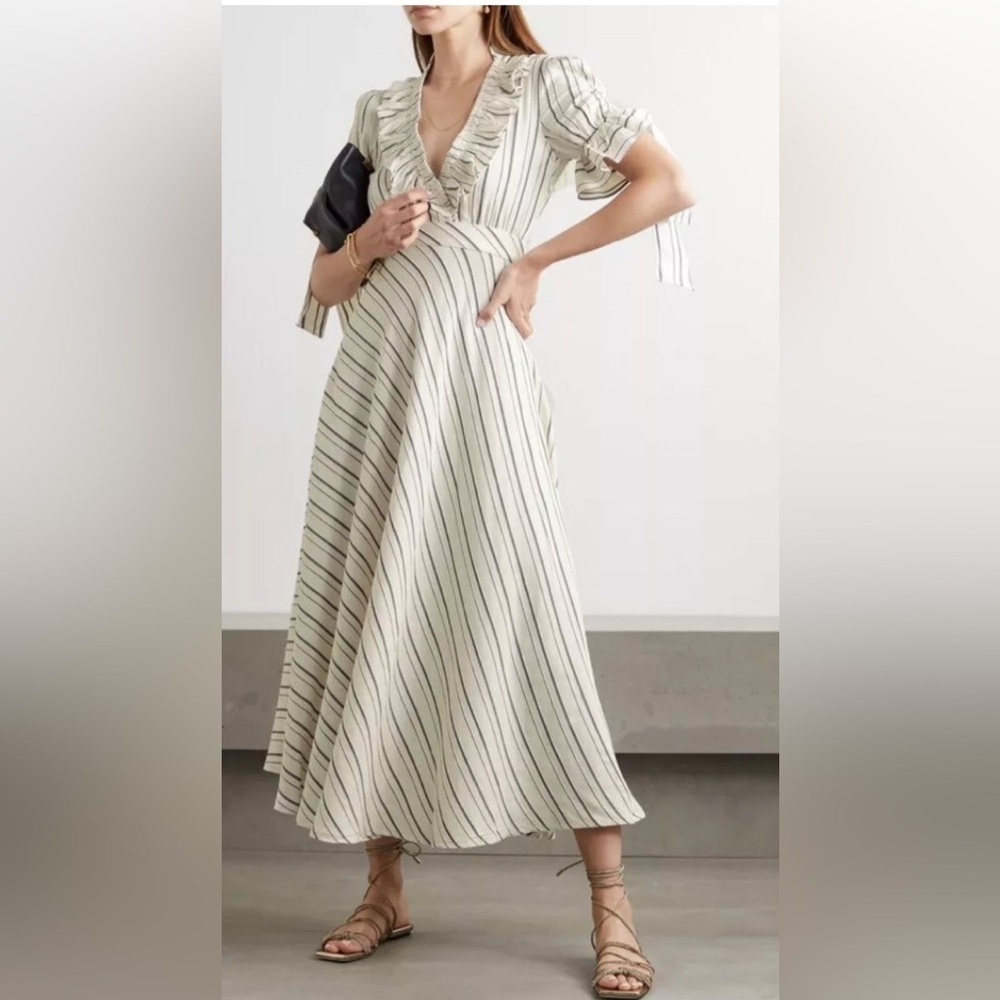 LUG Von Siga Striped V-Neck Maxi Dress